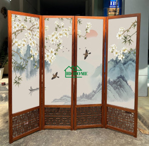 Bình Phong Gỗ 4 Cánh Tranh Hoa Mộc Lan – Vẻ Đẹp...