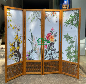 Bình phong gỗ phong thuỷ tứ quý