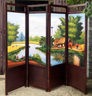 Bình phong gỗ đồng quê