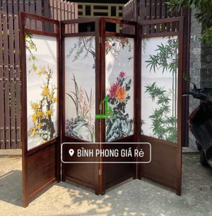 Bình phong gỗ tranh tứ quý 44