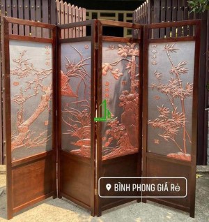 Bình phong gỗ tranh tứ quý 45