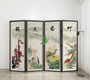 Bình phong gỗ tứ quý vải G-23