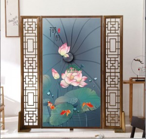 Vách ngăn gỗ hoa sen lớn