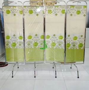 Bình phong inox hoa xanh 03