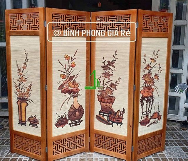 Bình phong gỗ che phòng ngủ
